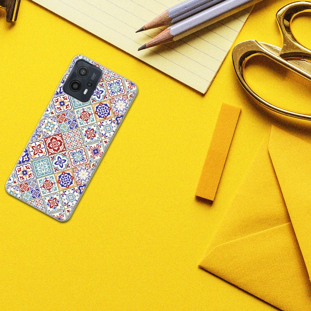 Motorola Moto G23 | G13 TPU Siliconen Hoesje Tiles Color bovenaanzicht