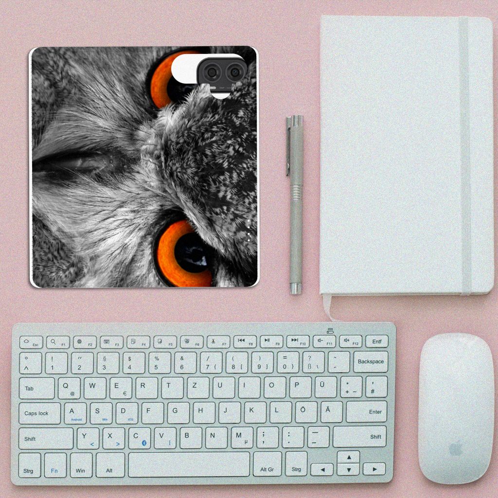 Motorola Moto G24 | G04 | G24 Power Book Cover Waterval uil detail oranje ogen