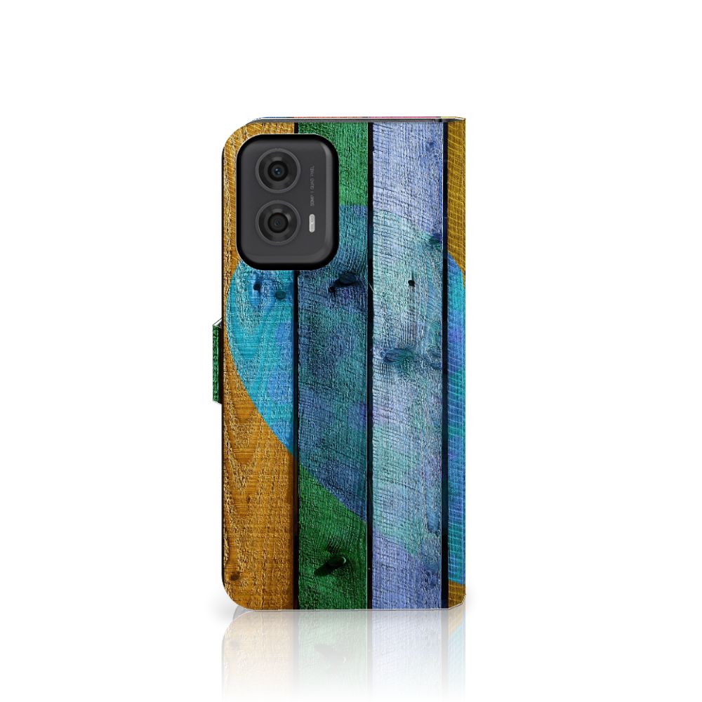 Motorola Moto G24 | G04 | G24 Power Book Style Case Wood Heart voorkant