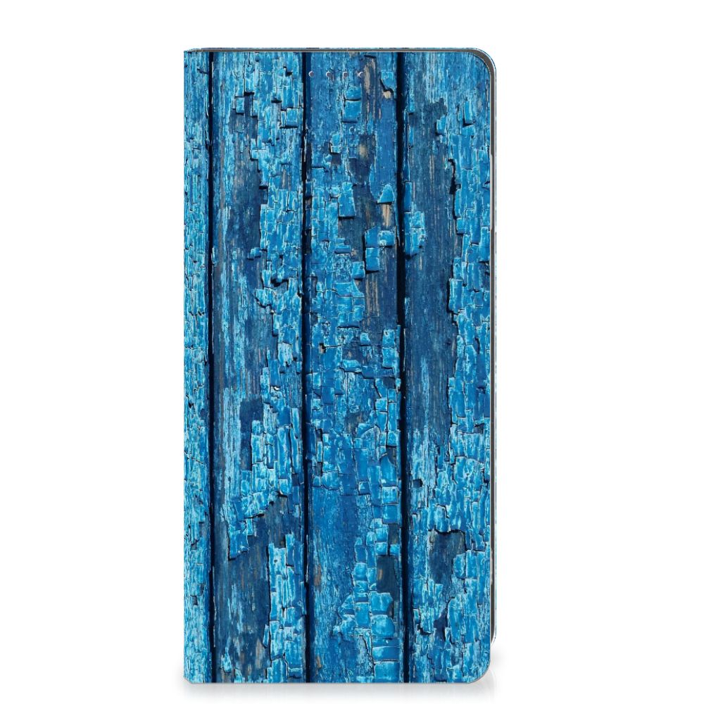 Motorola Moto G24 | G04 | G24 Power Book Wallet Case Wood Blue blauw hout gestructureerd aanzicht