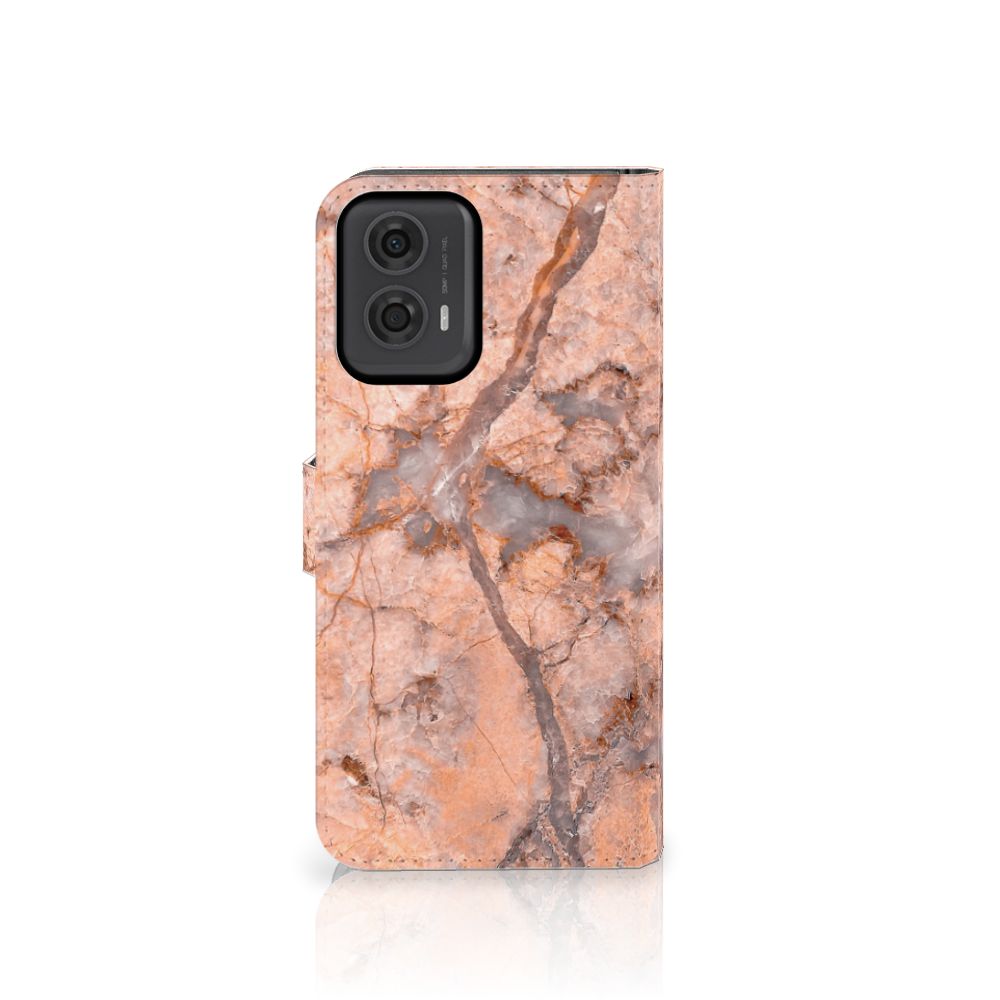 Motorola Moto G24 G04 G24 Power Bookcase Marmer Oranje boekengeval oranje marmer voorkant