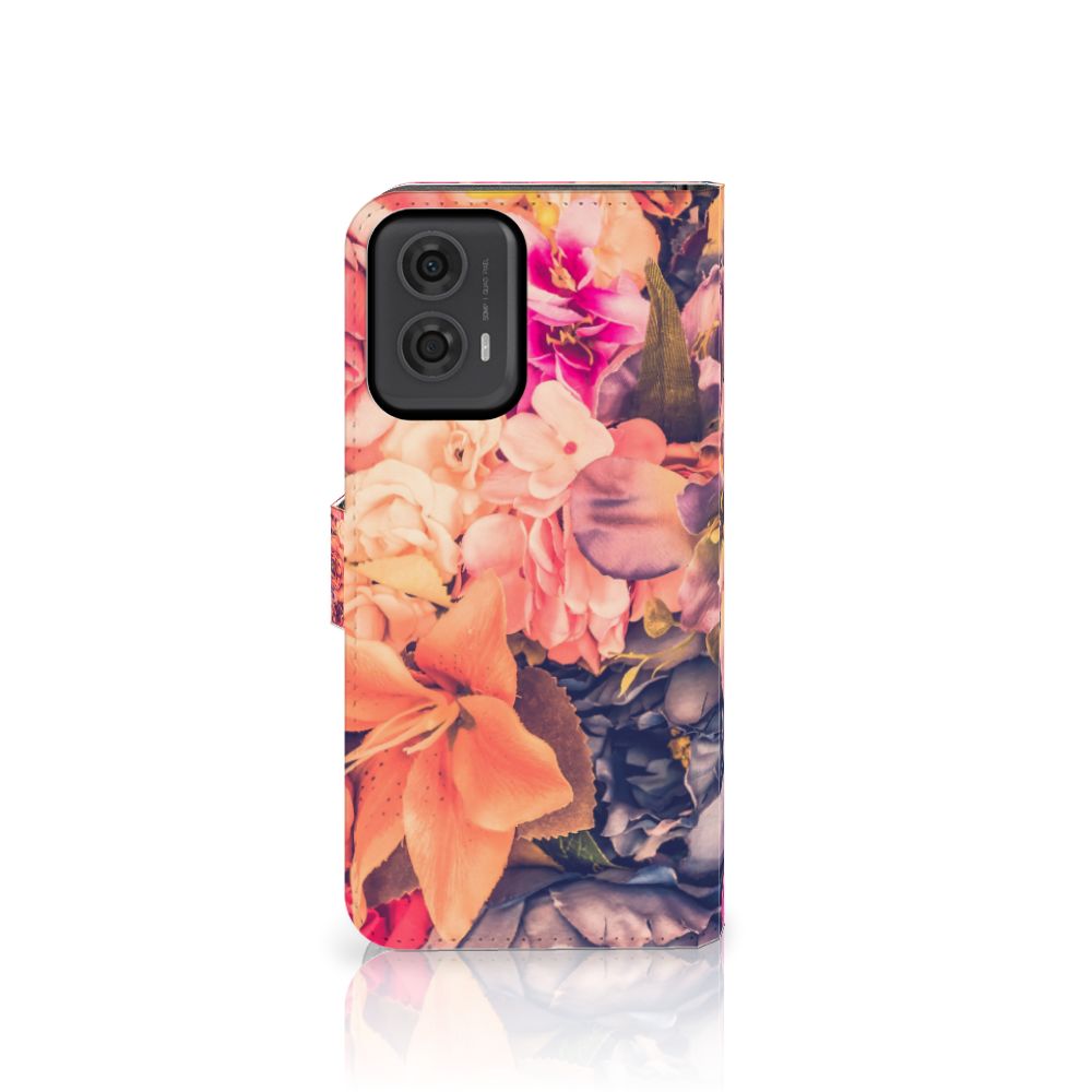 Motorola Moto G24 | G04 | G24 Power Hoesje Bosje Bloemen boekhoesje bloemen roze oranje paarse