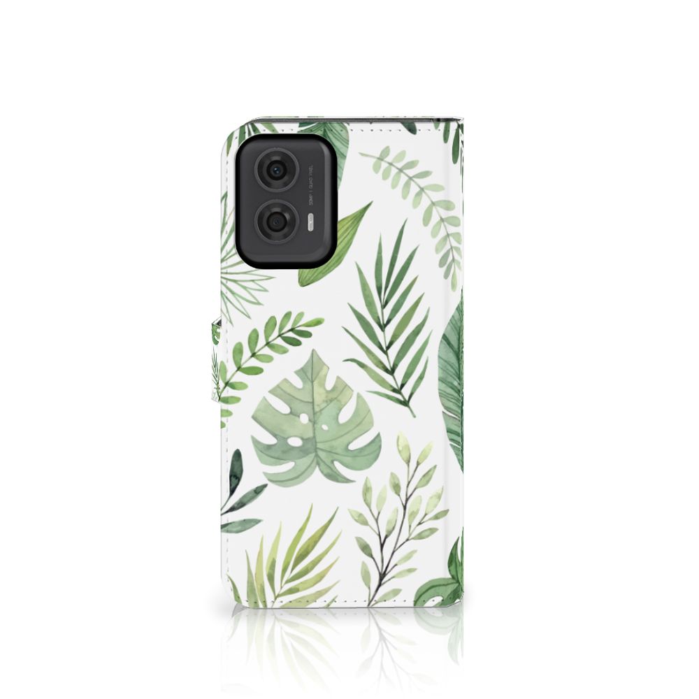 Motorola Moto G24 | G04 | G24 Power Hoesje Leaves met groen bladerenpatroon 🍃 voor stijlvolle bescherming en gebruiksgemak.