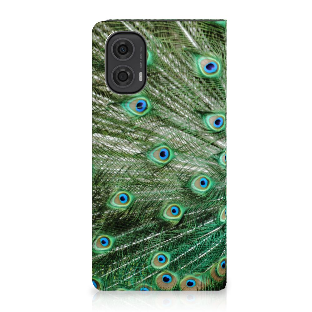 Motorola Moto G24 G04 G24 Power Hoesje maken Pauw design pauw opbergvakje aanzicht