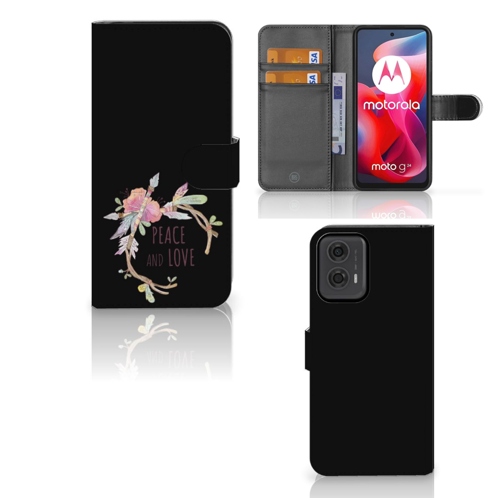 Motorola Moto G24 | G04 | G24 Power Leuk Hoesje Boho Text aanzicht