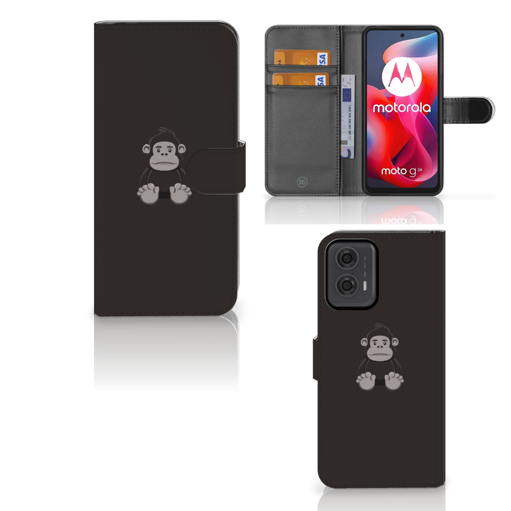 Motorola Moto G24 | G04 | G24 Power Leuk Hoesje Gorilla met schattige gorilla en pasjesvak ❤️