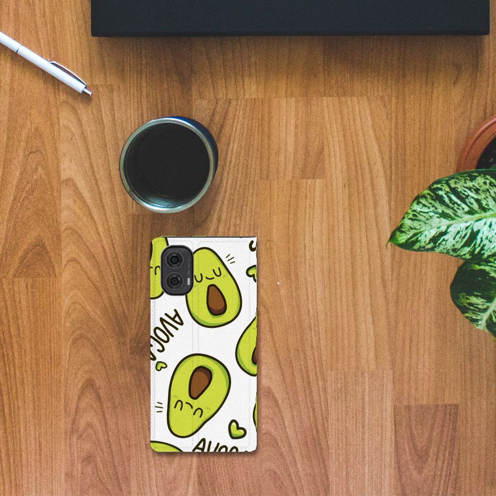 Motorola Moto G24 | G04 | G24 Power Magnet Case Avocado Singing bovenaanzicht