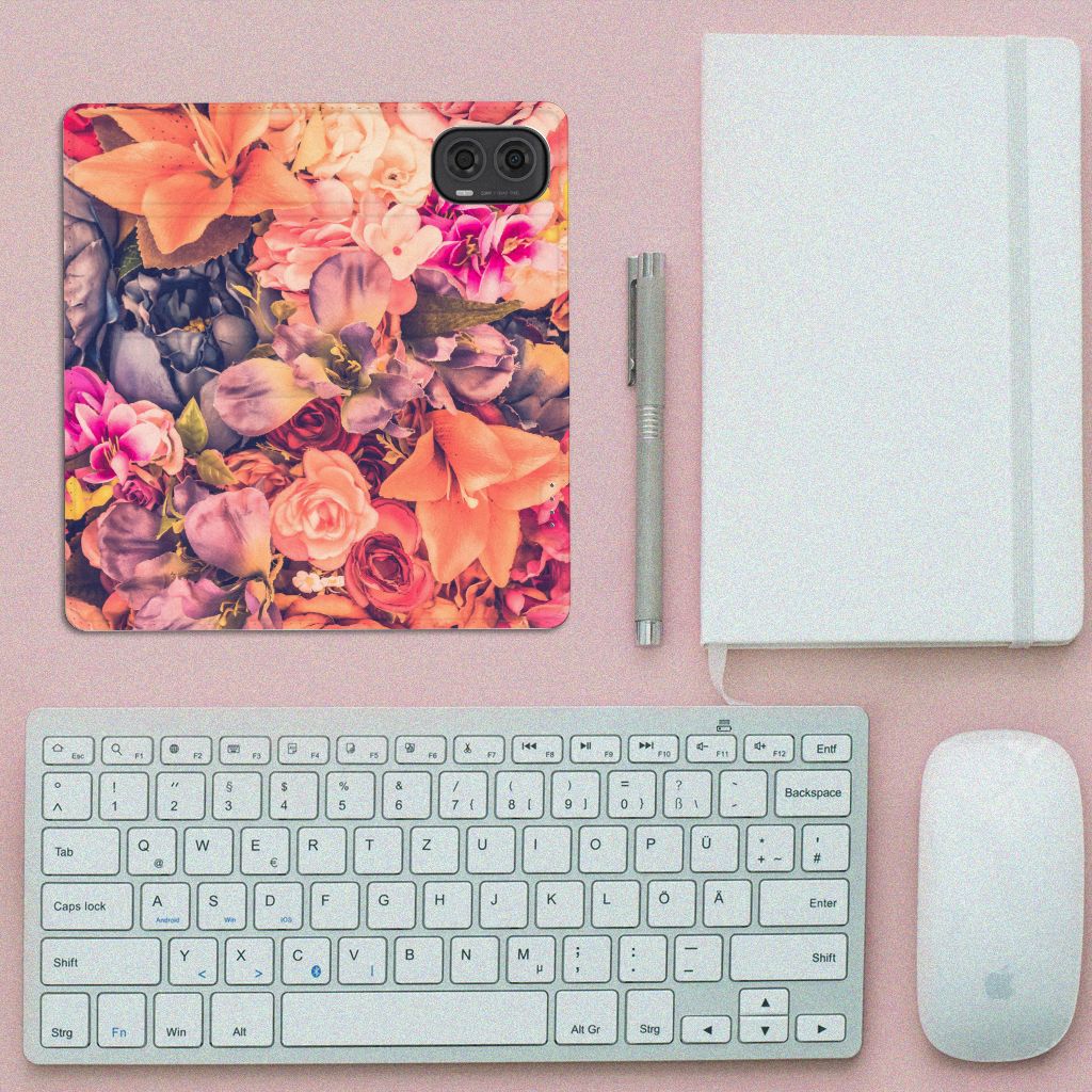 Motorola Moto G24 | G04 | G24 Power Smart Cover Bosje Bloemen design bloemen aanzicht