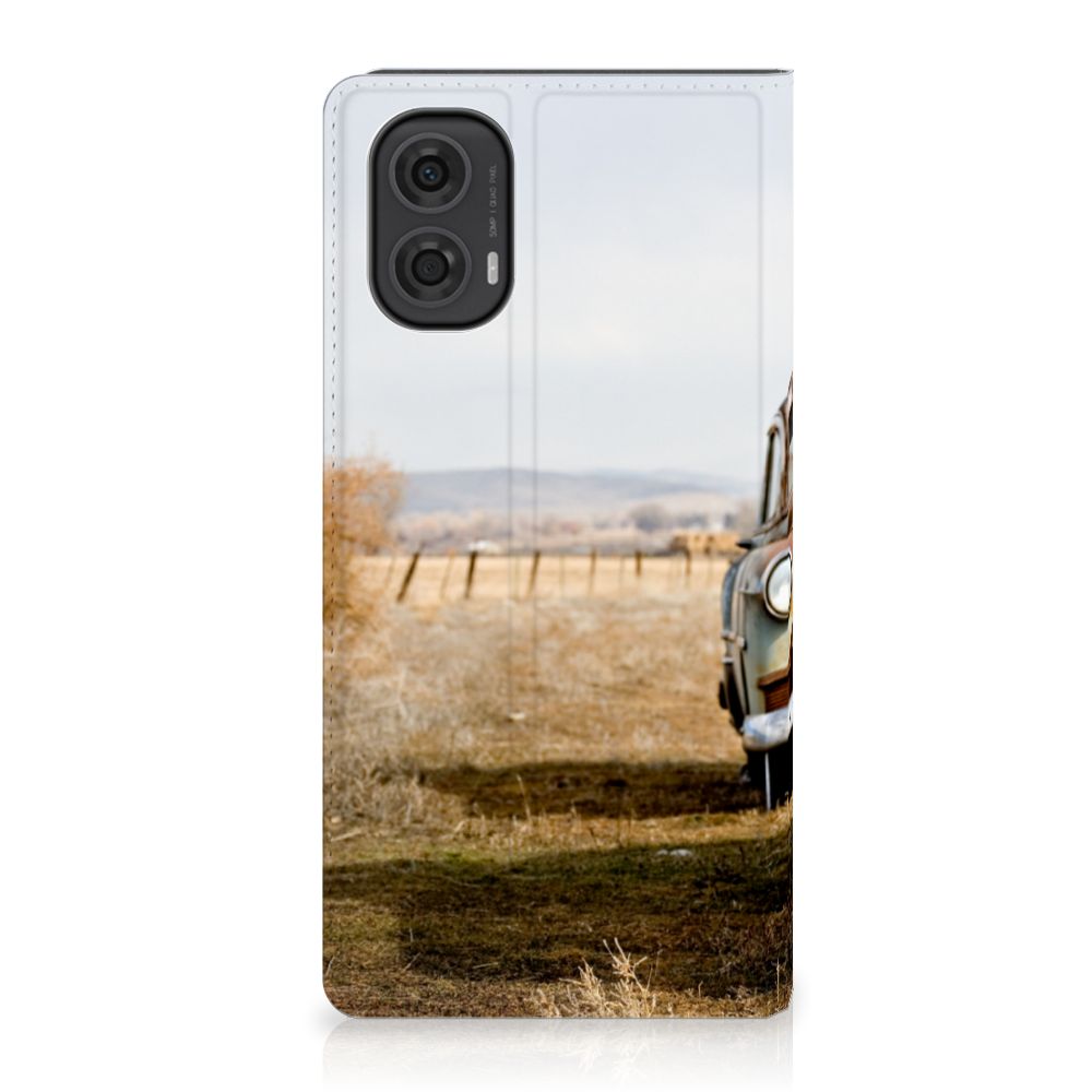 Motorola Moto G24 | G04 | G24 Power Stand Case Vintage Auto design vintage auto aanzicht