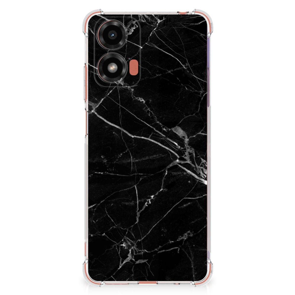 Motorola Moto G24 | G24 Power | G04 Anti-Shock Hoesje Marmer Zwart - Origineel Cadeau Vader B2C Telecom