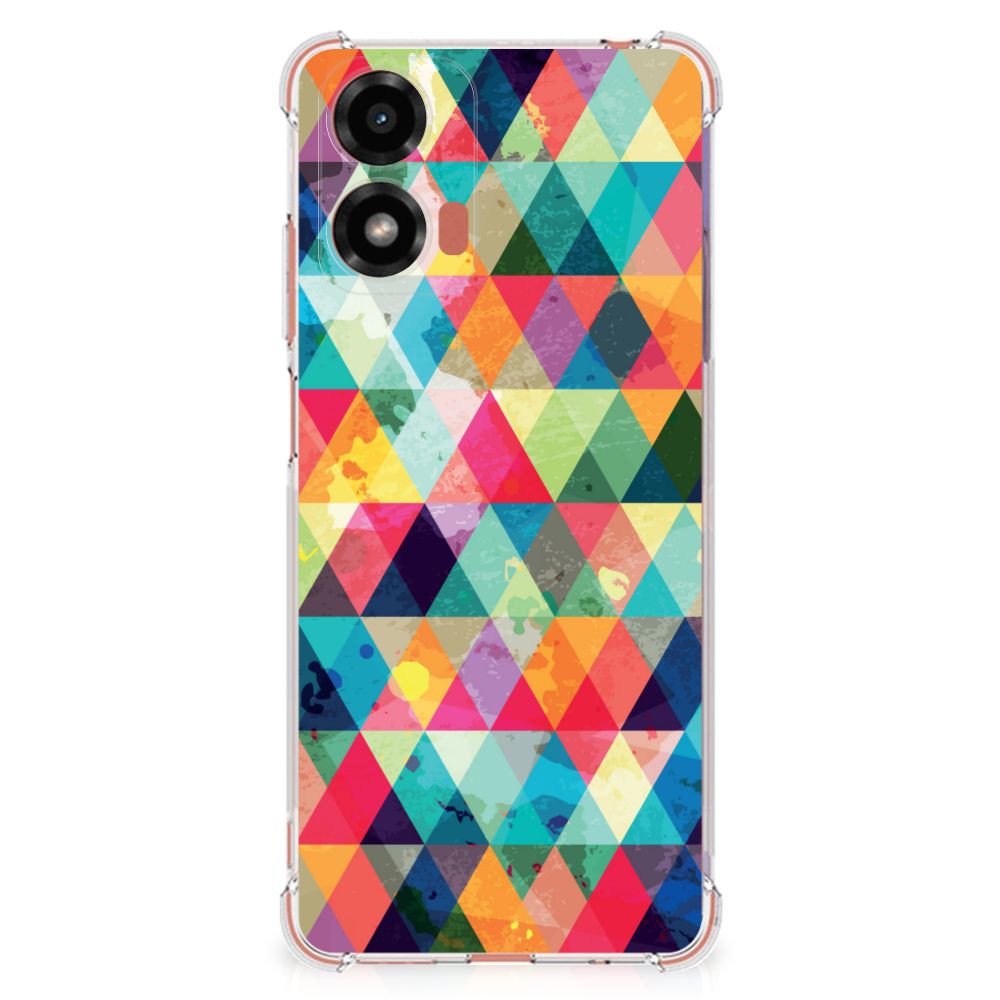 Motorola Moto G24 | G24 Power | G04 Doorzichtige Silicone Hoesje Geruit B2C Telecom