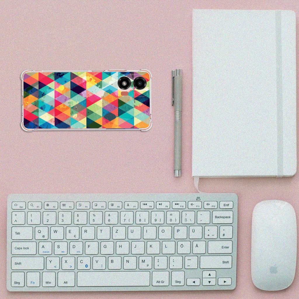 Motorola Moto G24 | G24 Power | G04 Doorzichtige Silicone Hoesje Geruit B2C Telecom