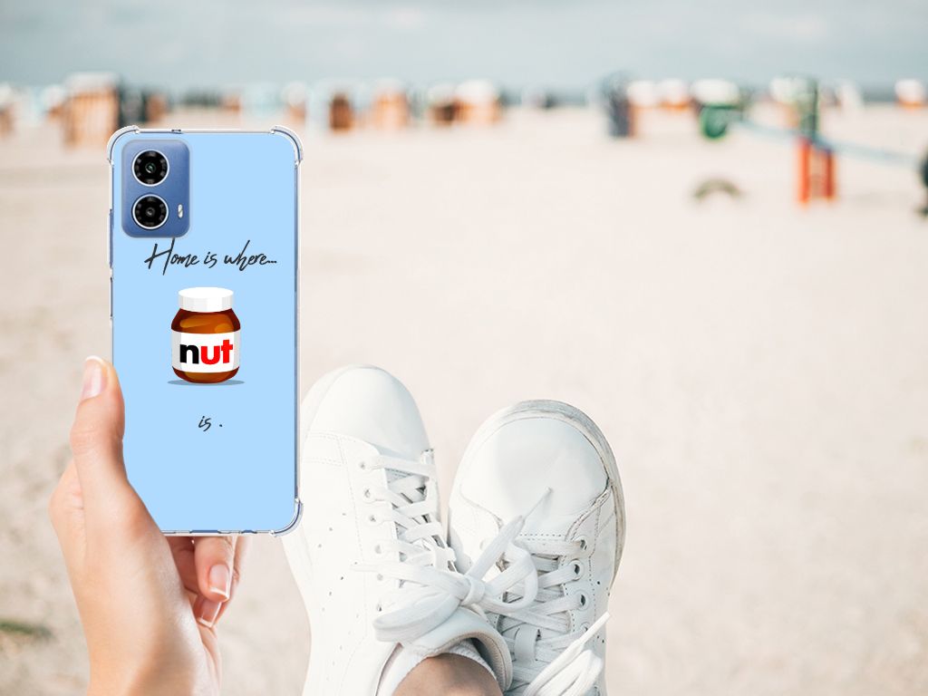 Motorola Moto G34 Beschermhoes Nut Home telefoonhoesje nut design strand