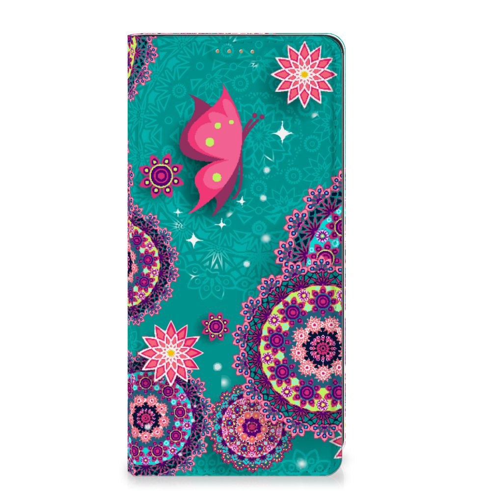 Motorola Moto G34 Bookcase Cirkels en Vlinders design opvallend voorkant met vlinders en cirkels