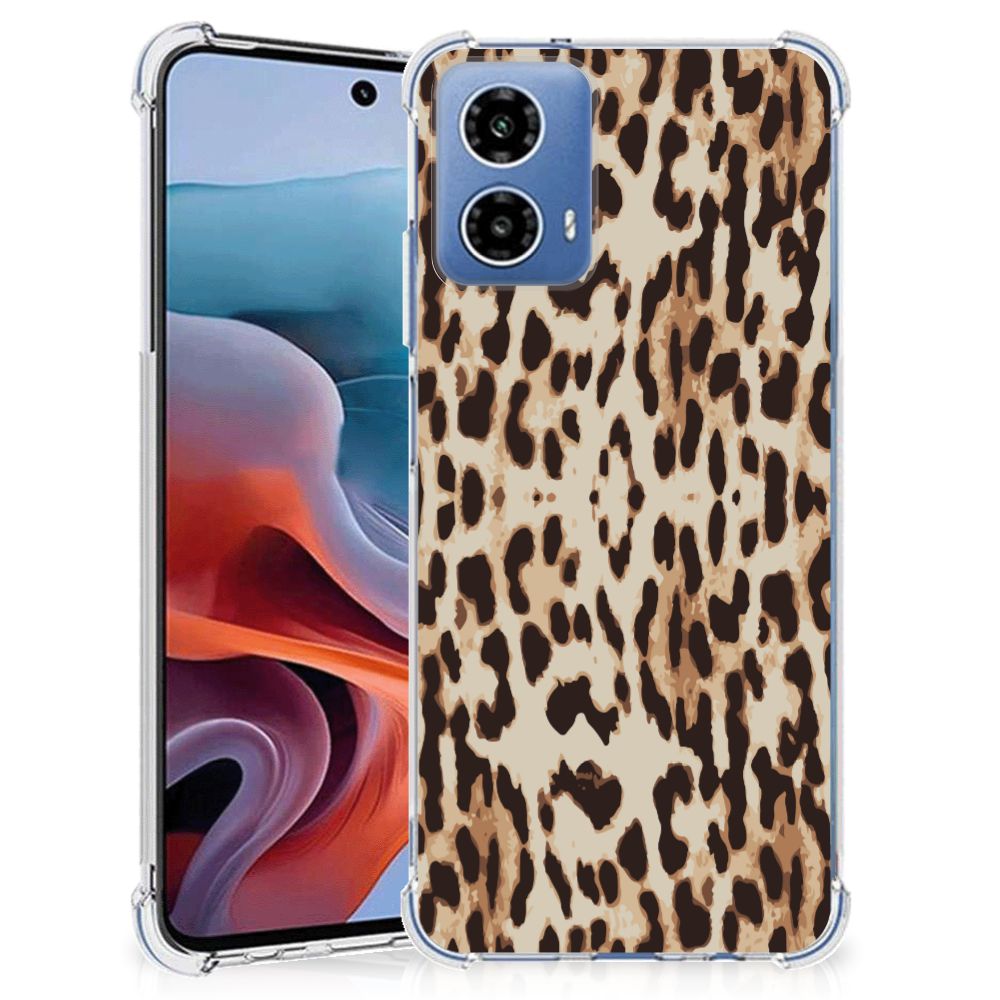 Motorola Moto G34 Case Anti-shock Leopard achterkant design