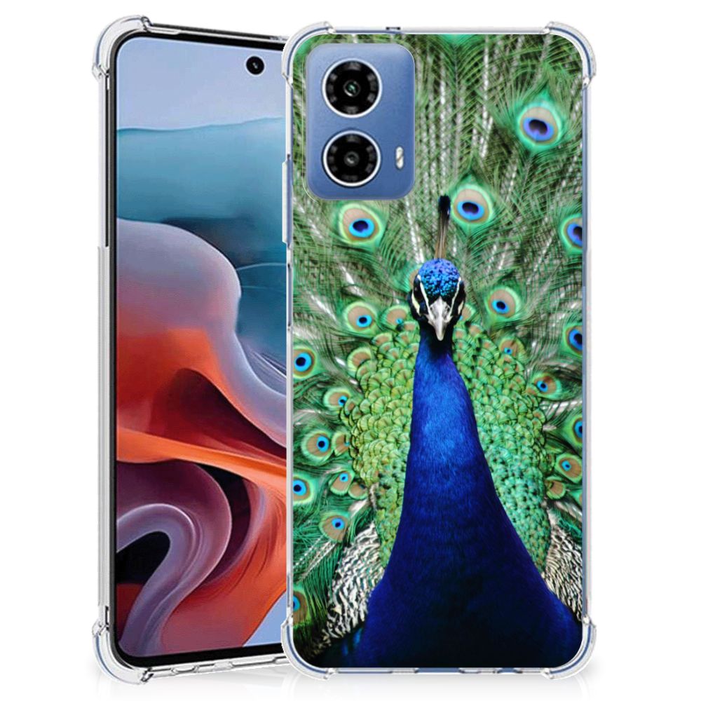Motorola Moto G34 Case Anti-shock Pauw telefoonhoesje pauw voorkant