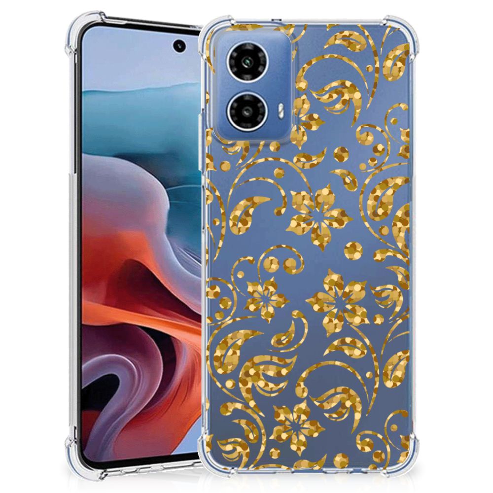 Motorola Moto G34 Case Gouden Bloemen B2C Telecom