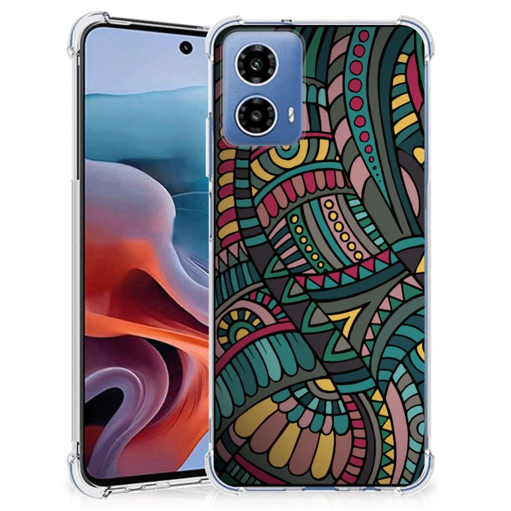 Motorola Moto G34 Doorzichtige Silicone Hoesje Aztec B2C Telecom