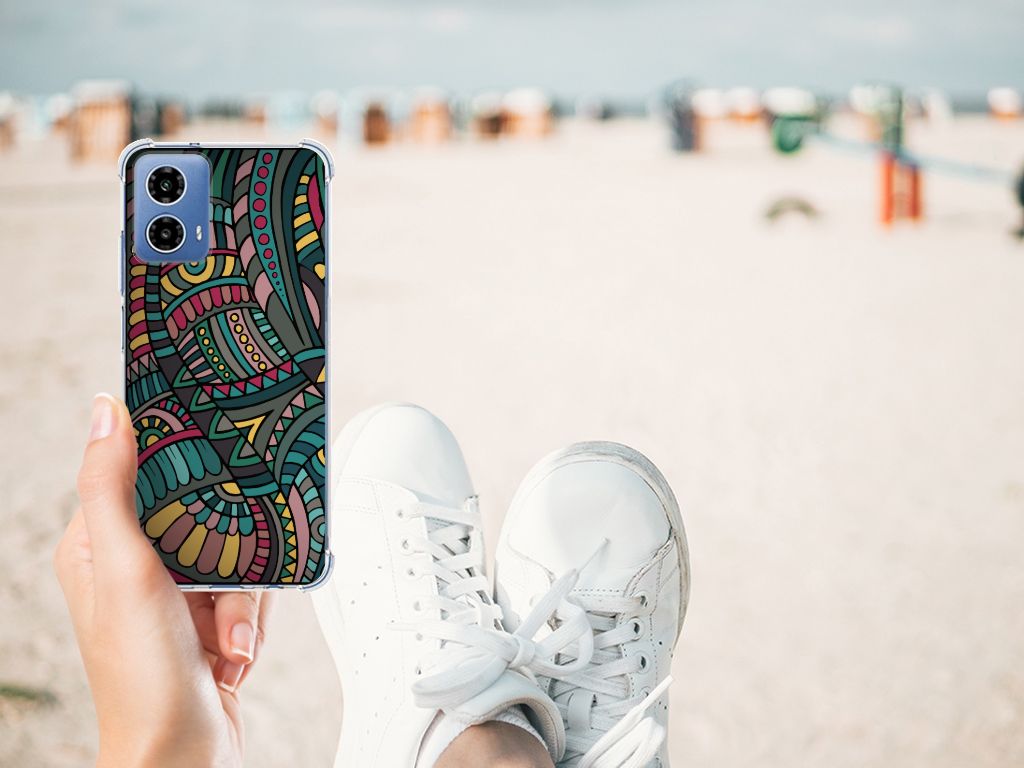 Motorola Moto G34 Doorzichtige Silicone Hoesje Aztec B2C Telecom