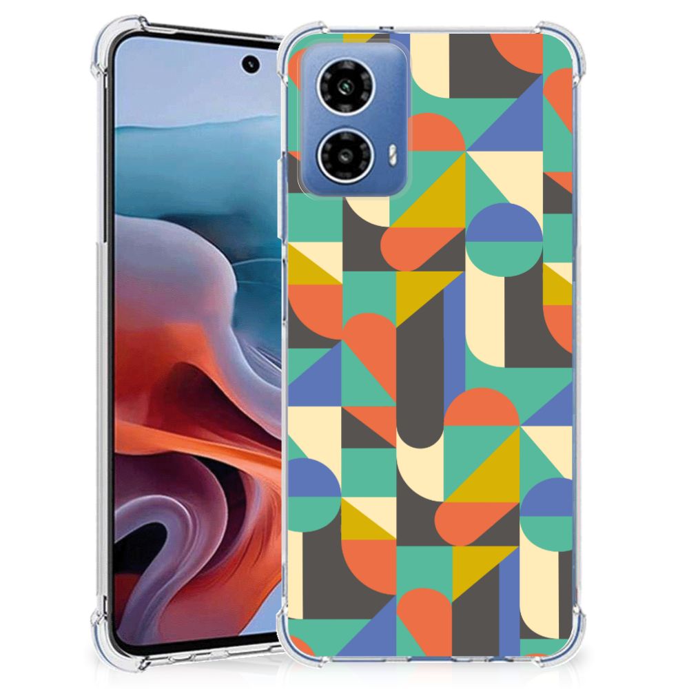 Motorola Moto G34 Doorzichtige Silicone Hoesje Funky Retro B2C Telecom