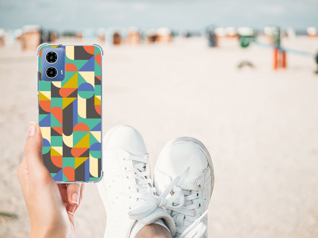 Motorola Moto G34 Doorzichtige Silicone Hoesje Funky Retro B2C Telecom