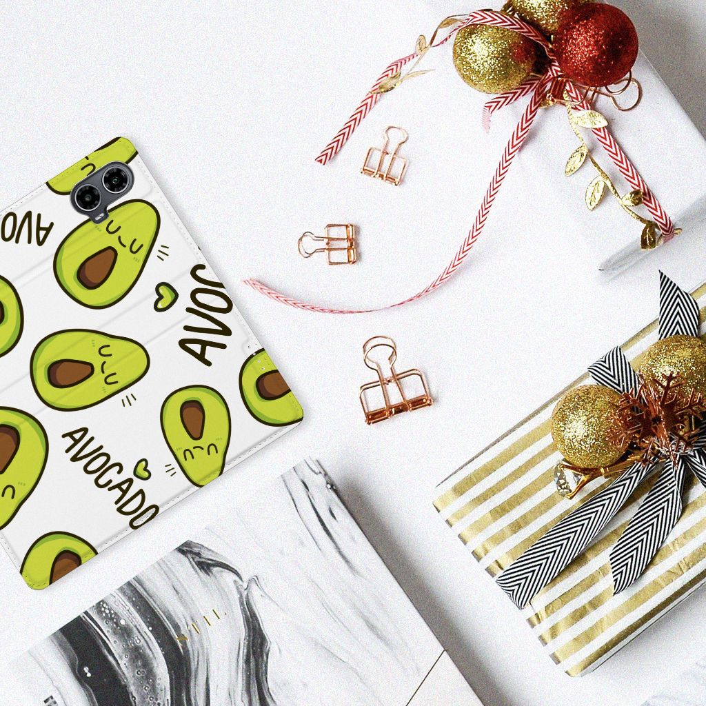 Motorola Moto G34 Magnet Case Avocado Singing bovenaanzicht