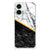 Motorola Moto G35 Anti-Shock Hoesje Marmer Wit Zwart design achterkant
