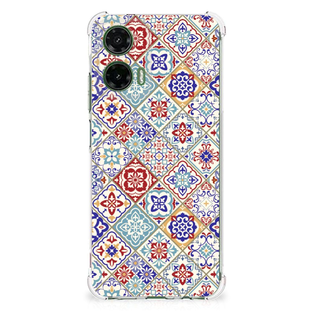 Motorola Moto G35 Anti-Shock Hoesje Tiles Color achterkant