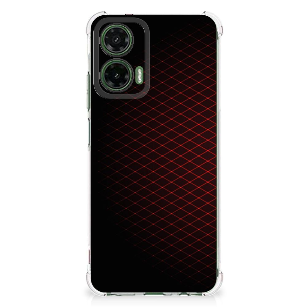 Motorola Moto G35 Doorzichtige Silicone Hoesje Geruit Rood achterkant