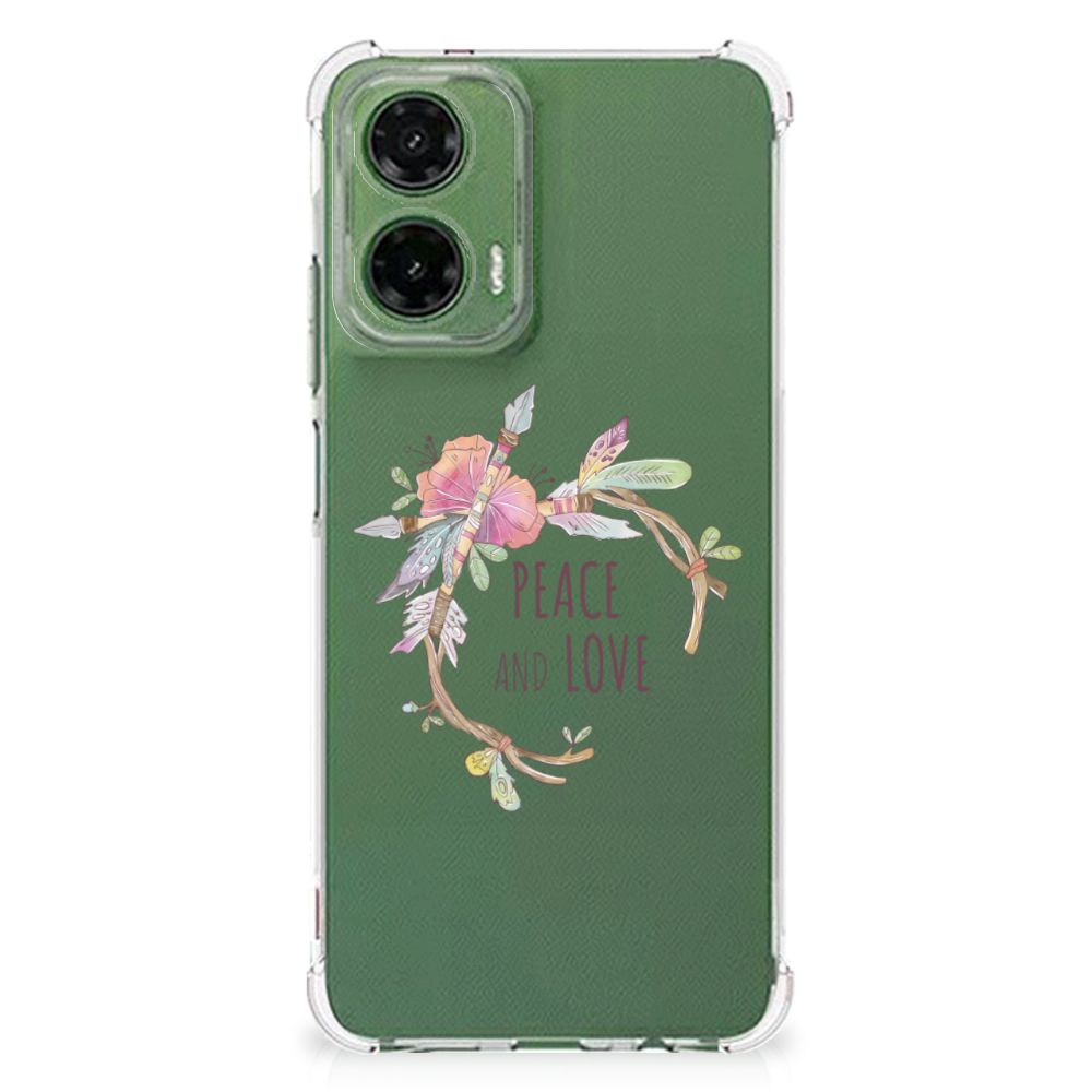 Motorola Moto G35 Stevig Bumper Hoesje Boho Text groen design aanzicht