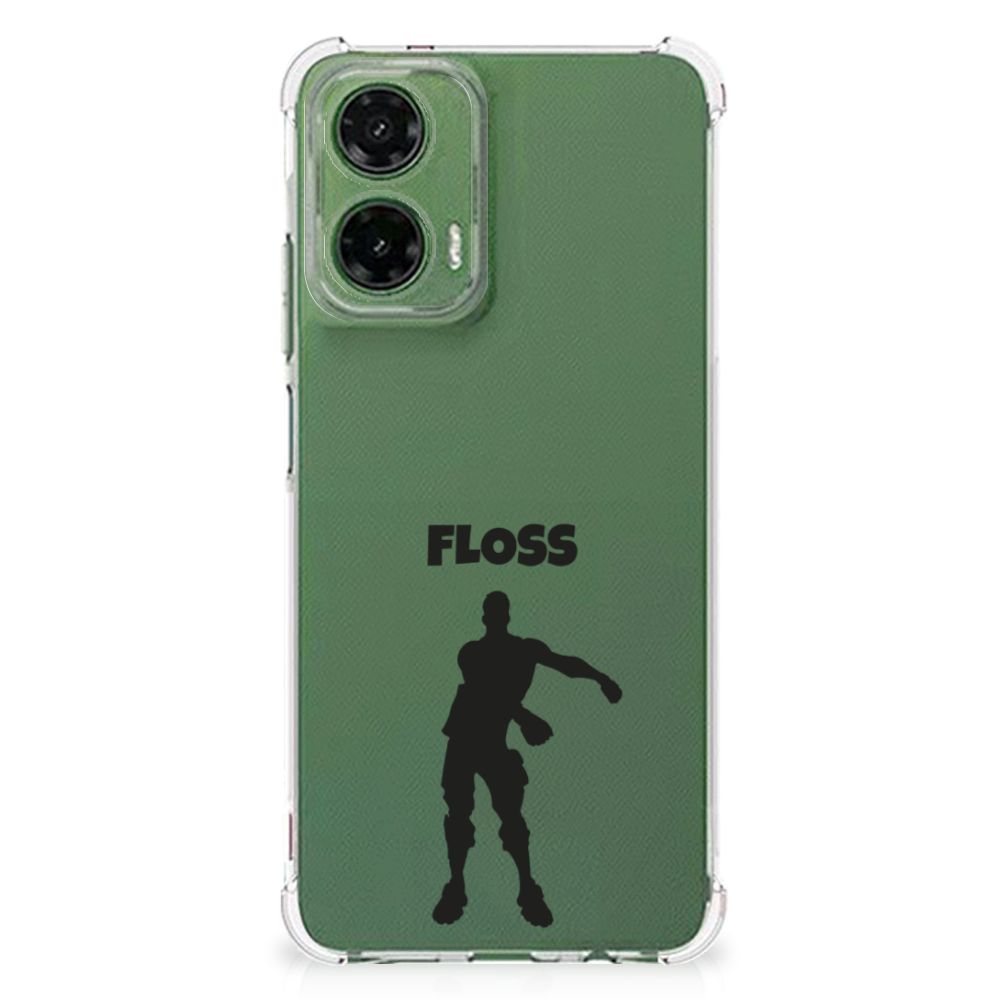Motorola Moto G35 Stevig Bumper Hoesje Floss groene achterkant silhouet