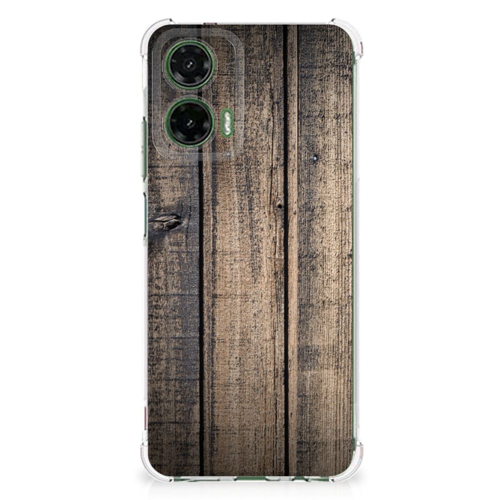 Motorola Moto G35 Stevig Telefoonhoesje Steigerhout achterkant ontwerp