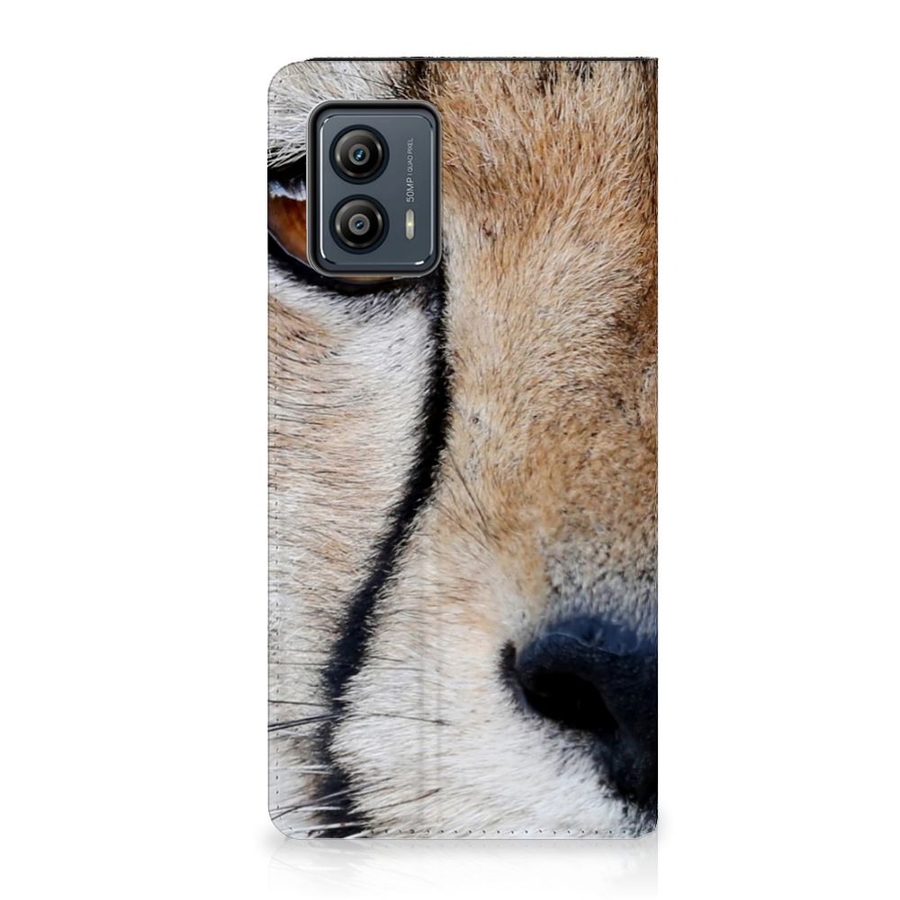 Motorola Moto G53 Hoesje maken Cheetah met close-up afbeelding van een jachtluipaard.