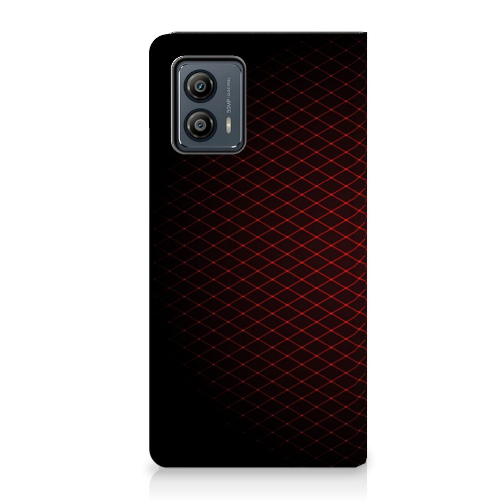 Motorola Moto G53 Hoesje met Magneet Geruit Rood hoesje geruit design achterkant