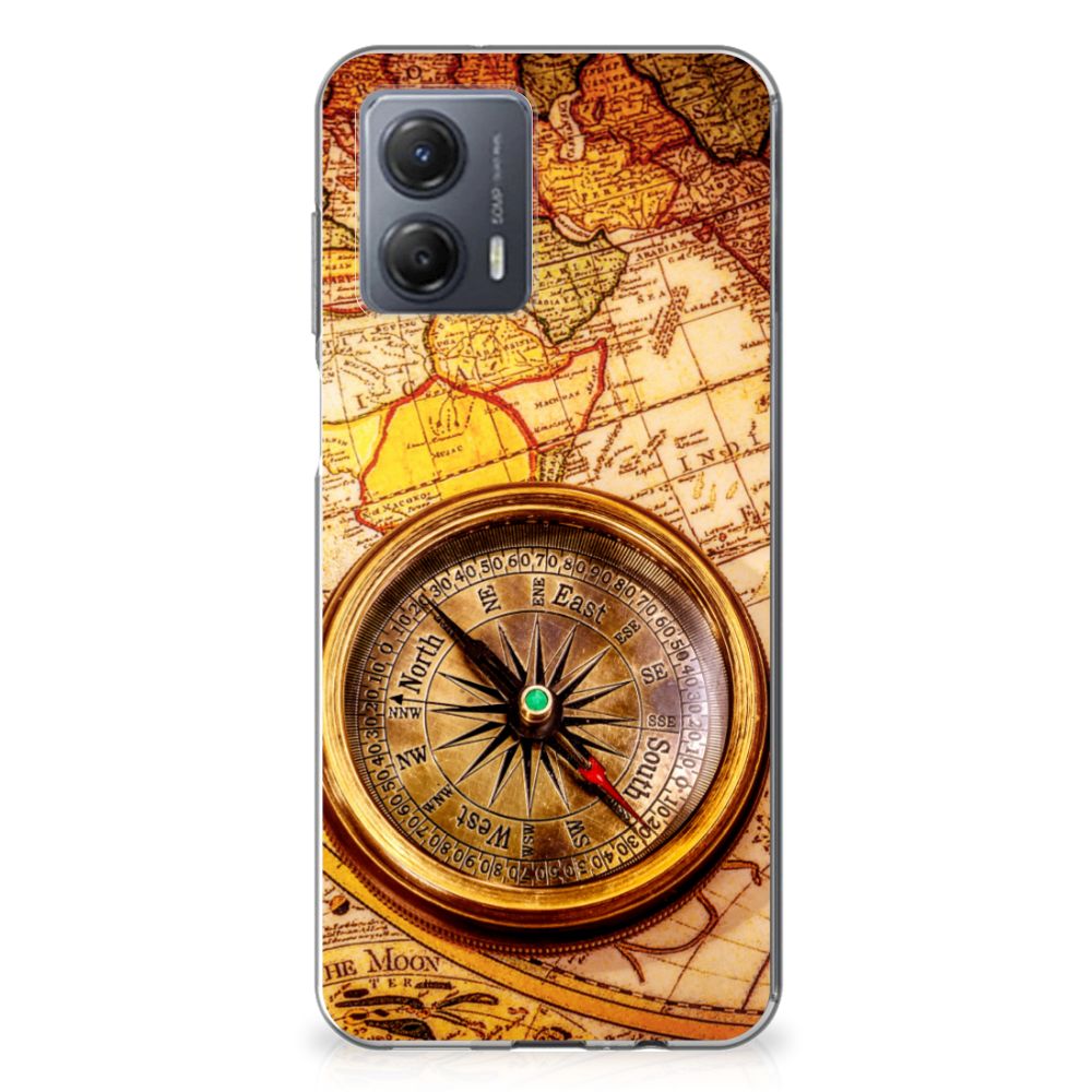 Motorola Moto G53 Siliconen Back Cover Kompas design kompas aanzicht