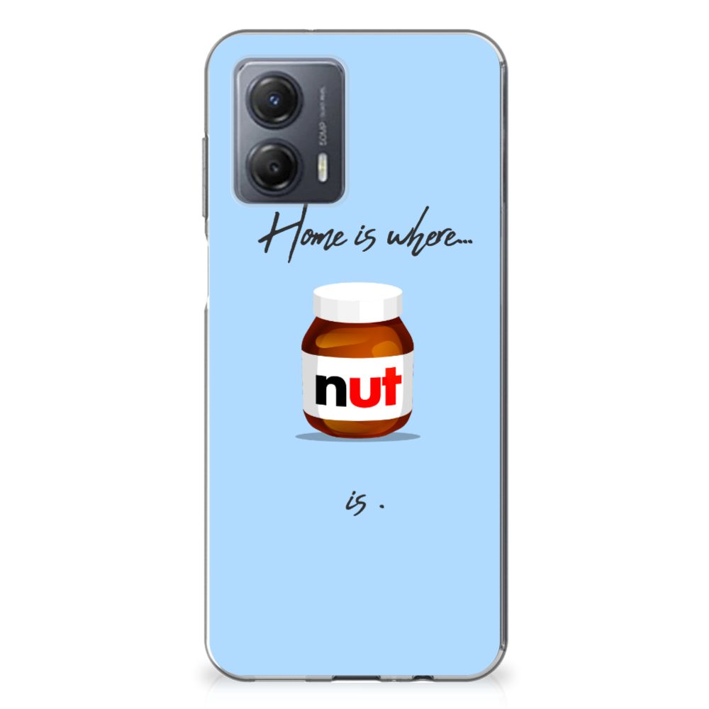 Motorola Moto G53 Siliconen Case Nut Home met chocoladepasta illustratie, perfect cadeau voor liefhebbers 🍫.