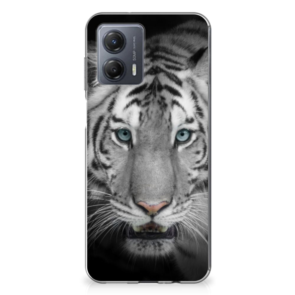 Motorola Moto G53 TPU Hoesje Tijger met krachtige afbeelding van een witte tijger 🐅 voor bescherming en uitstraling.