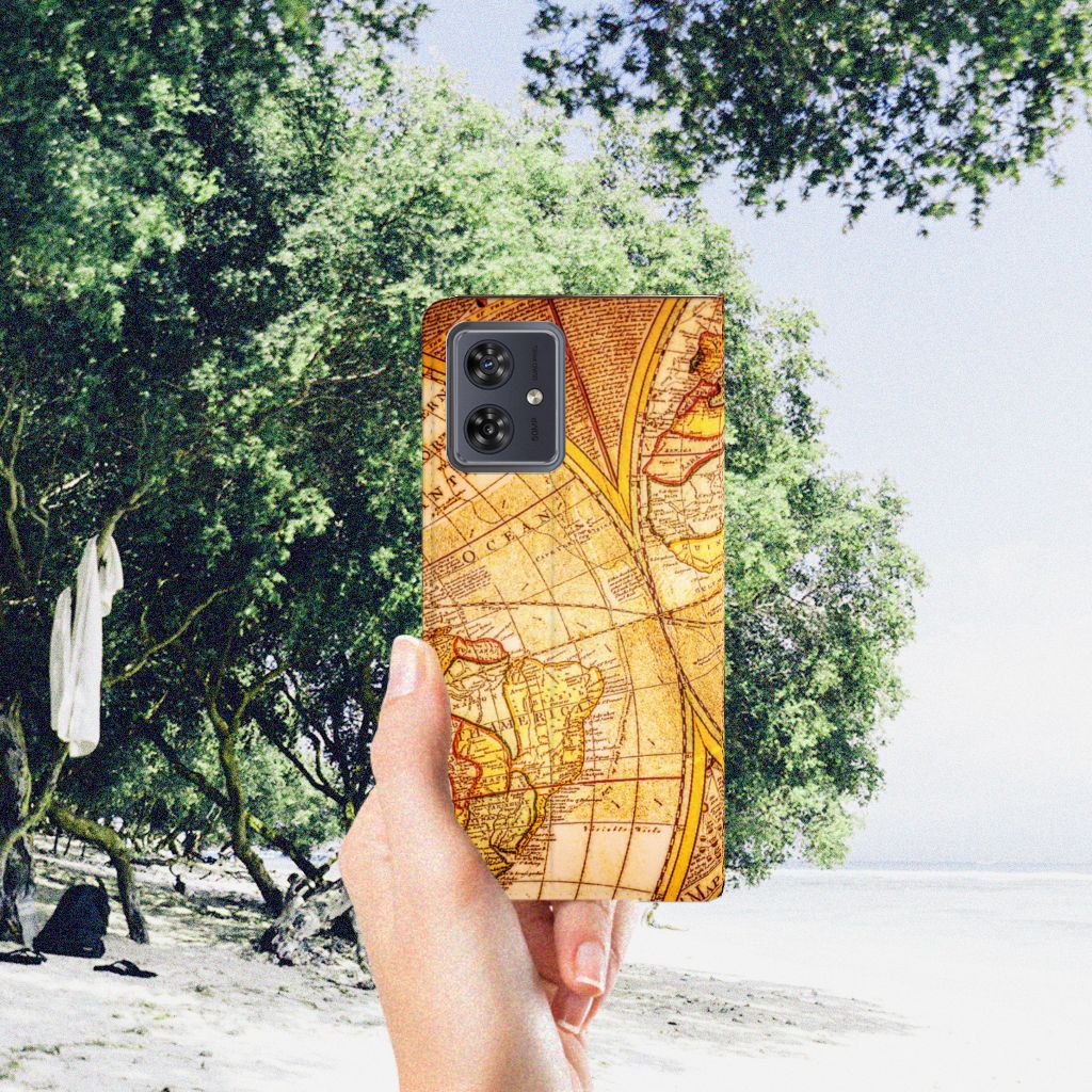 Motorola Moto G54 Book Cover Kompas met kompas design handschrift