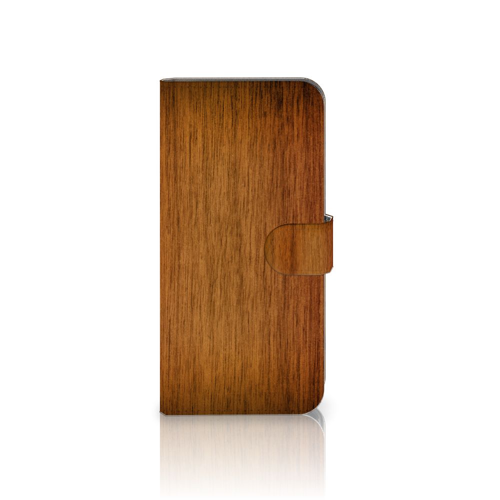Motorola Moto G54 Book Style Case Donker Hout boek hoes donker hout aanzicht