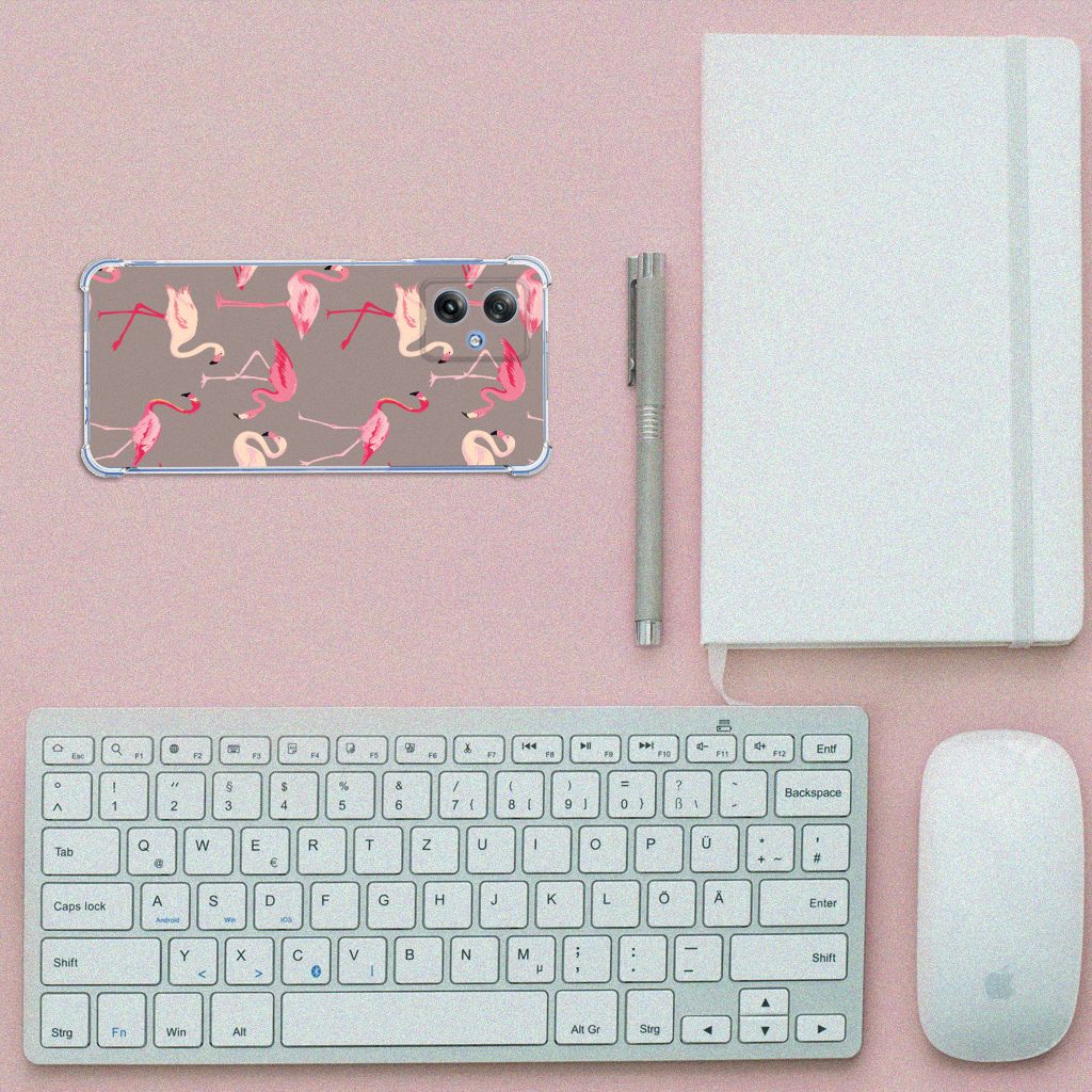 Motorola Moto G54 Case Anti-shock Flamingo design bovenaanzicht