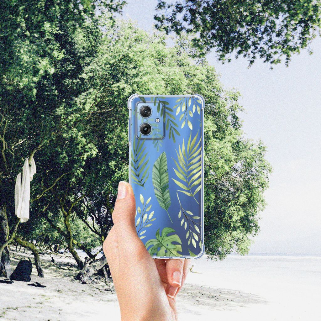 Motorola Moto G54 Case Leaves met een prachtig bladerenontwerp voor stijl, bescherming en gebruiksgemak. 🌿