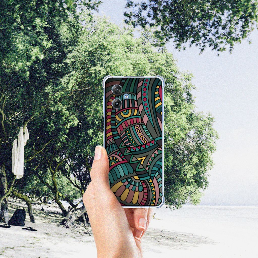 Motorola Moto G54 Doorzichtige Silicone Hoesje Aztec hand strand natuur