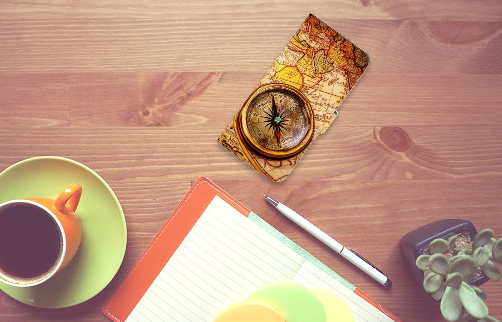 Motorola Moto G54 Flip Cover Kompas design kompas aanzicht