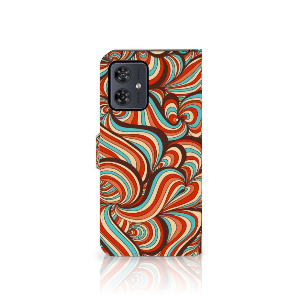 Motorola Moto G54 Hoesje Retro designkleurige patronen aanzicht