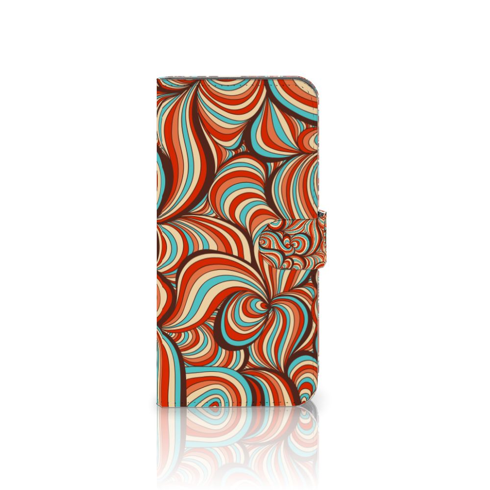 Motorola Moto G54 Hoesje Retro designnaam retro bloemen aanzicht