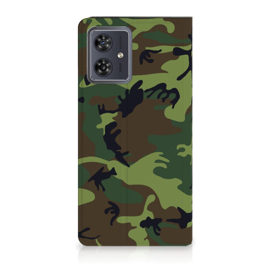 Motorola Moto G54 Hoesje met Magneet Army Dark met camouflage design voor uitstraling en bescherming 🎖️