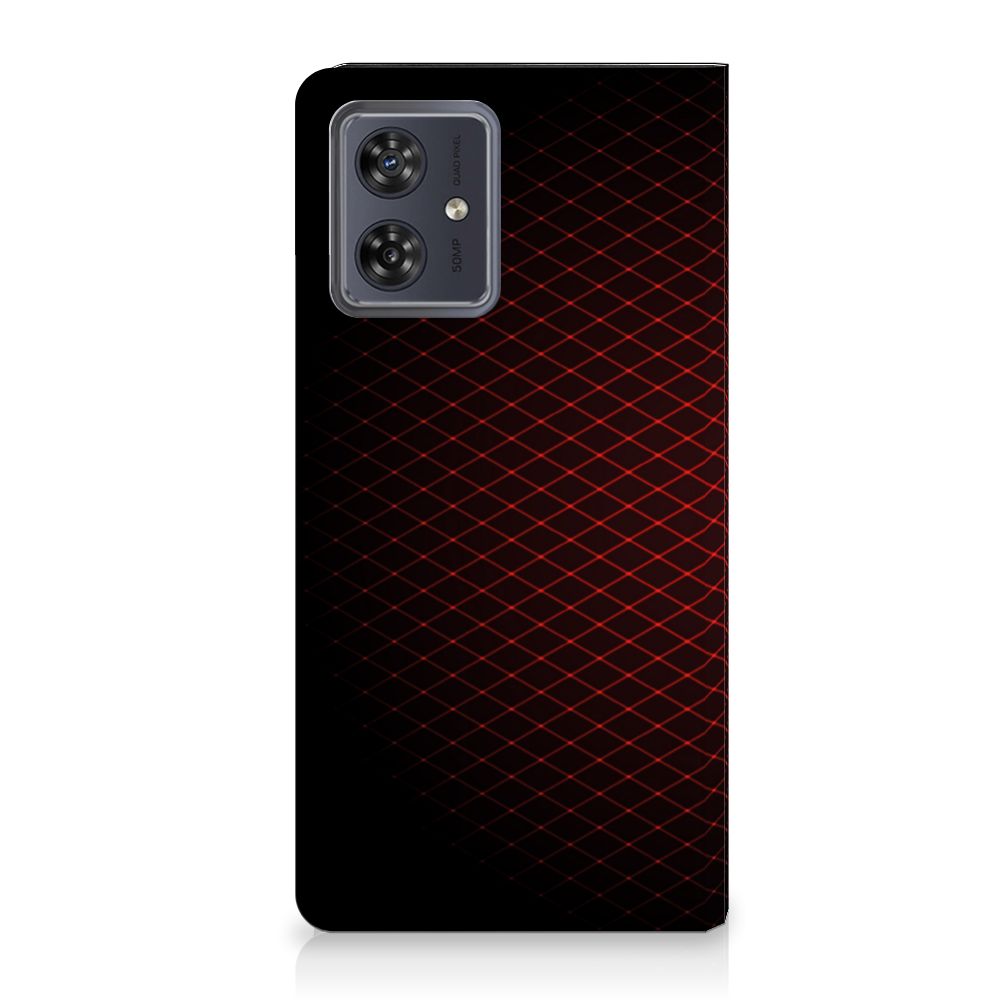 Motorola Moto G54 Hoesje met Magneet Geruit Rood hoesje geruit zwart rood