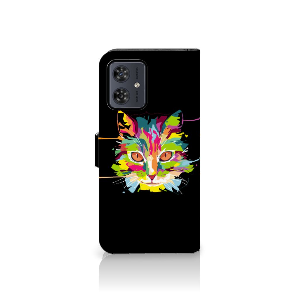 Motorola Moto G54 Leuk Hoesje Cat Color hoesje kat kleuren zwart