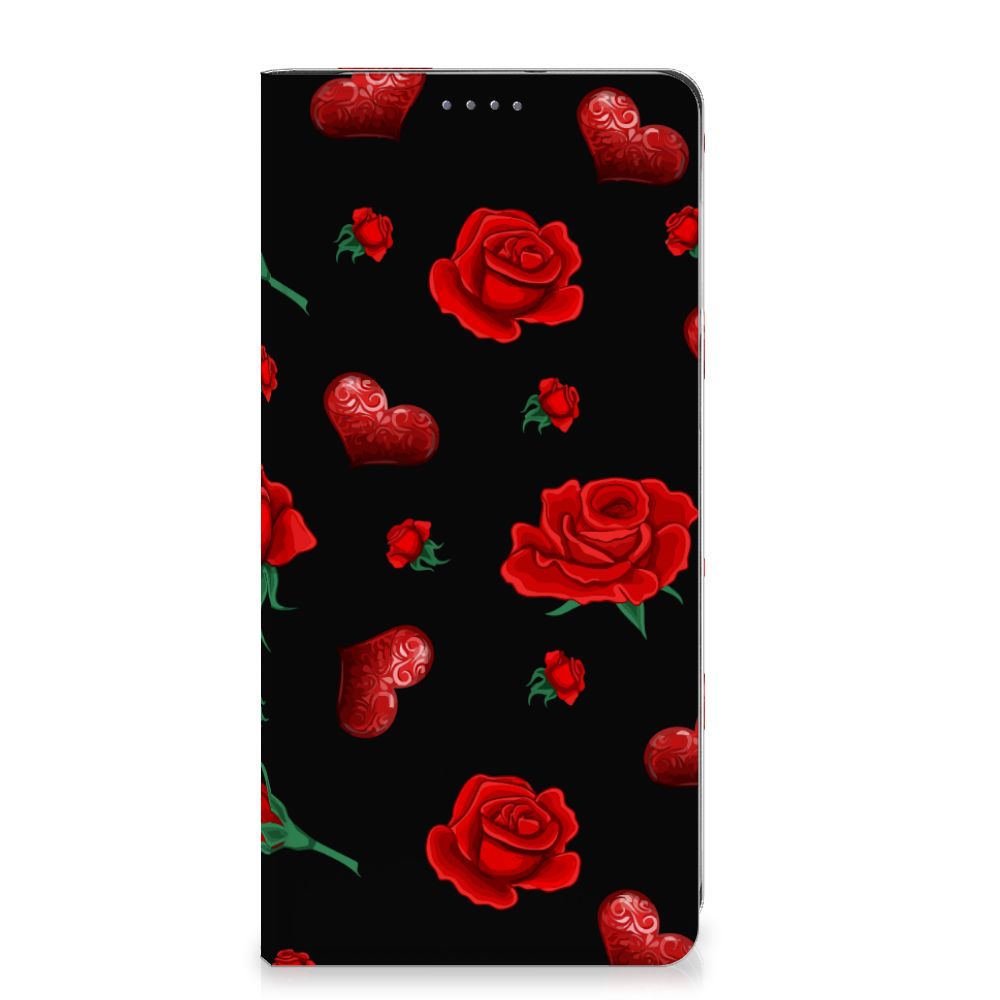 Motorola Moto G54 Magnet Case Valentine telefoonhoesje rozen harten ontwerp voorkant