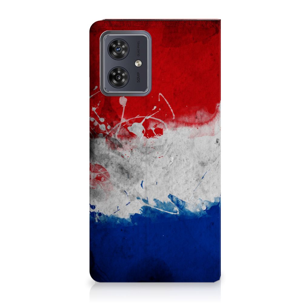 Motorola Moto G54 Standcase Nederland met design van de Nederlandse vlag, ideaal als cadeau 🇳🇱.